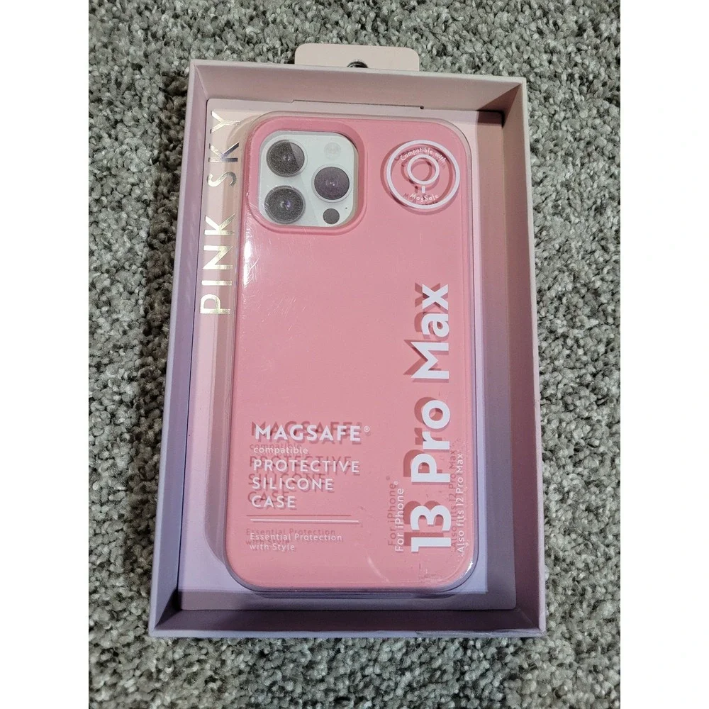 Pink Sky iPhone 13 Pro Max & 12 Pro Max Pink Silicone Protective Magsafe Case